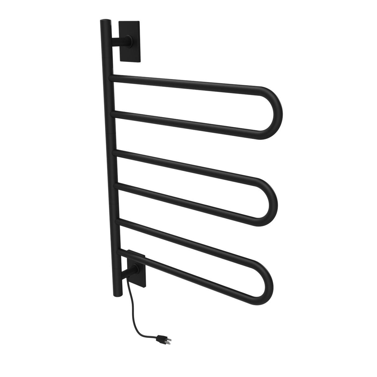 Amba Products SL3-MB Swivel Loop Hardwired & Plug-in Combo Towel Warmer with 3 Looped Bars - 4.438 x 24.563 x 34.625 in. - Matte Black Finish