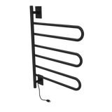 Amba Products SL3-MB Swivel Loop Hardwired & Plug-in Combo Towel Warmer with 3 Looped Bars - 4.438 x 24.563 x 34.625 in. - Matte Black Finish