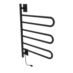 Amba Products SL3-MB Swivel Loop Hardwired & Plug-in Combo Towel Warmer with 3 Looped Bars - 4.438 x 24.563 x 34.625 in. - Matte Black Finish