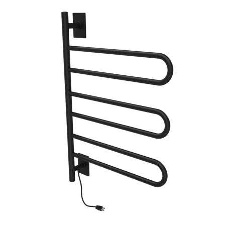 Amba Products SL3-MB Swivel Loop Hardwired & Plug-in Combo Towel Warmer with 3 Looped Bars - 4.438 x 24.563 x 34.625 in. - Matte Black Finish