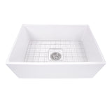 Nantucket Sinks 27 Inch Farmhouse Fireclay Sink with Drain and Grid