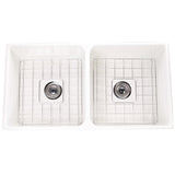 Nantucket Sinks 36 Inch Double Bowl Farmhouse Fireclay Sink with Drains and Grids