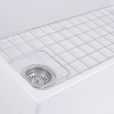 Nantucket Sinks 36 Inch Farmhouse Fireclay Sink with Offset Drain and Grid