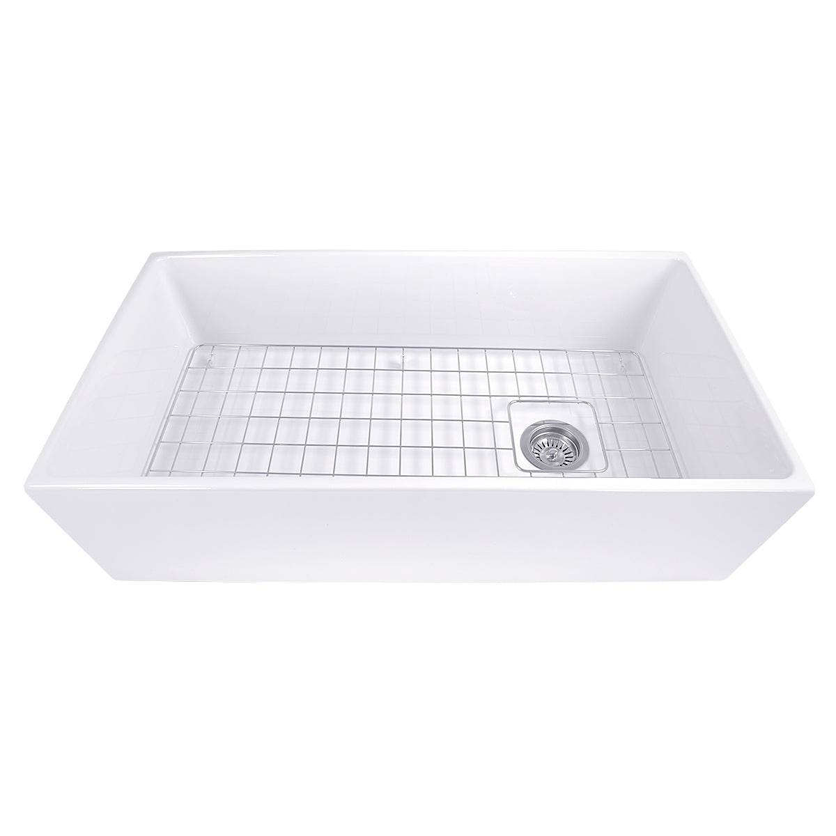 Nantucket Sinks 36 Inch Farmhouse Fireclay Sink with Offset Drain and Grid