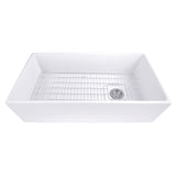 Nantucket Sinks 36 Inch Farmhouse Fireclay Sink with Offset Drain and Grid