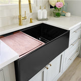 Nantucket Sinks 30-inch Workstation Fireclay Apron Sink Side Drain - Matte Black