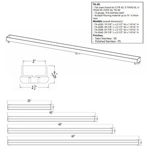 Infinity Drain TA 6548 48" Tile Insert Frame for TIF, TIF AS, FX TIF