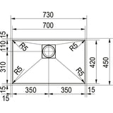 PKX 110-70/42 STAINLESS STEEL SINK