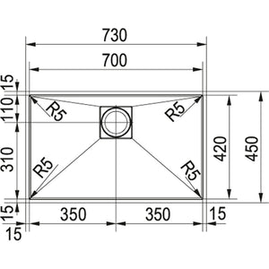 PKX 110-70/42 STAINLESS STEEL SINK