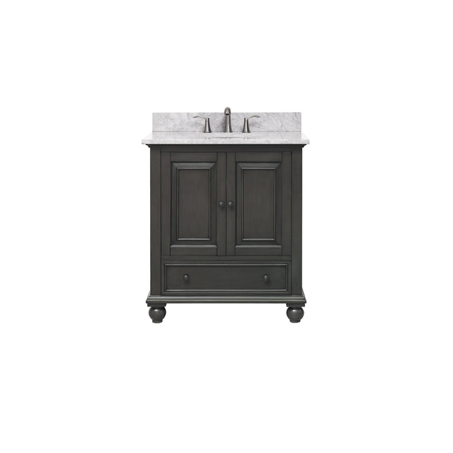 Avanity Thompson 31 in. Vanity in Charcoal Glaze finish with Carrara White Marble Top