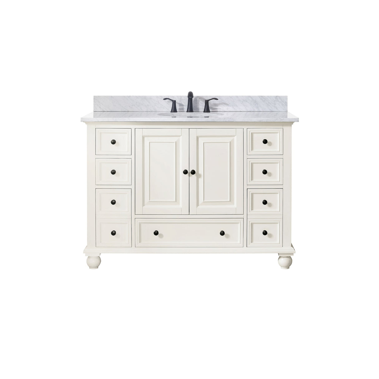 Avanity Thompson 49 in. Vanity in French White finish with Carrara White Marble Top
