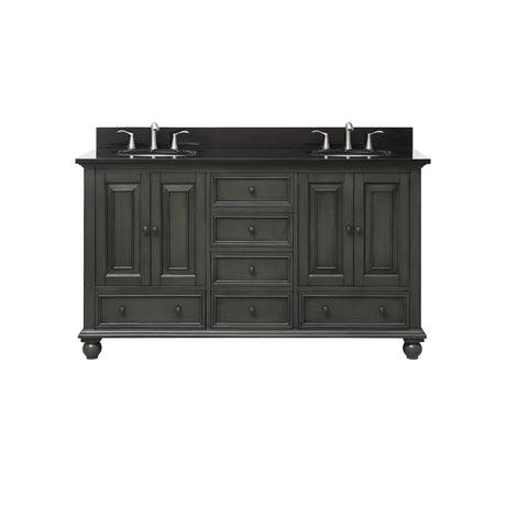 Avanity Thompson 61 in. Double Vanity in Charcoal Glaze finish with Black Granite Top