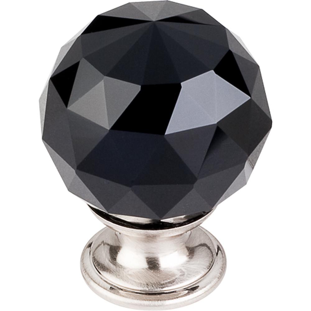 Top Knobs TK116 Black Crystal Knob 1 3/8" w/ Oil Rubbed Bronze Base - Brushed Satin Nickel