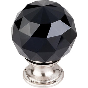 Top Knobs TK116 Black Crystal Knob 1 3/8" w/ Oil Rubbed Bronze Base - Brushed Satin Nickel