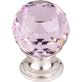 Top Knobs TK117 Pink Crystal Knob 1 1/8" w/ Polished Chrome Base