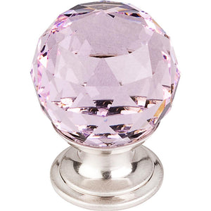 Top Knobs TK117 Pink Crystal Knob 1 1/8" w/ Polished Chrome Base