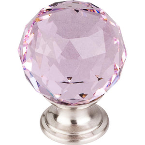 Top Knobs TK118 Pink Crystal Knob 1 3/8" w/ Polished Chrome Base