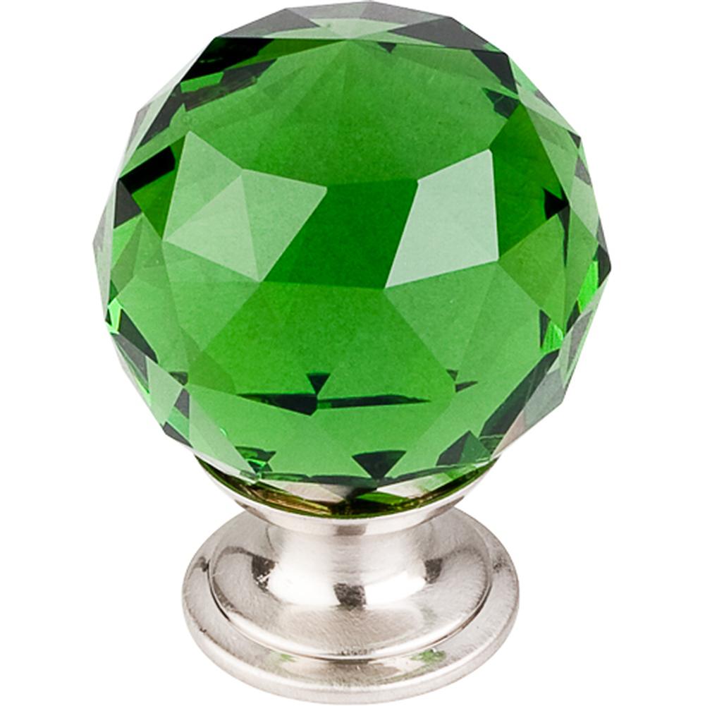 Top Knobs TK120 Green Crystal Knob 1 3/8" w/ Polished Chrome Base - Brushed Satin Nickel