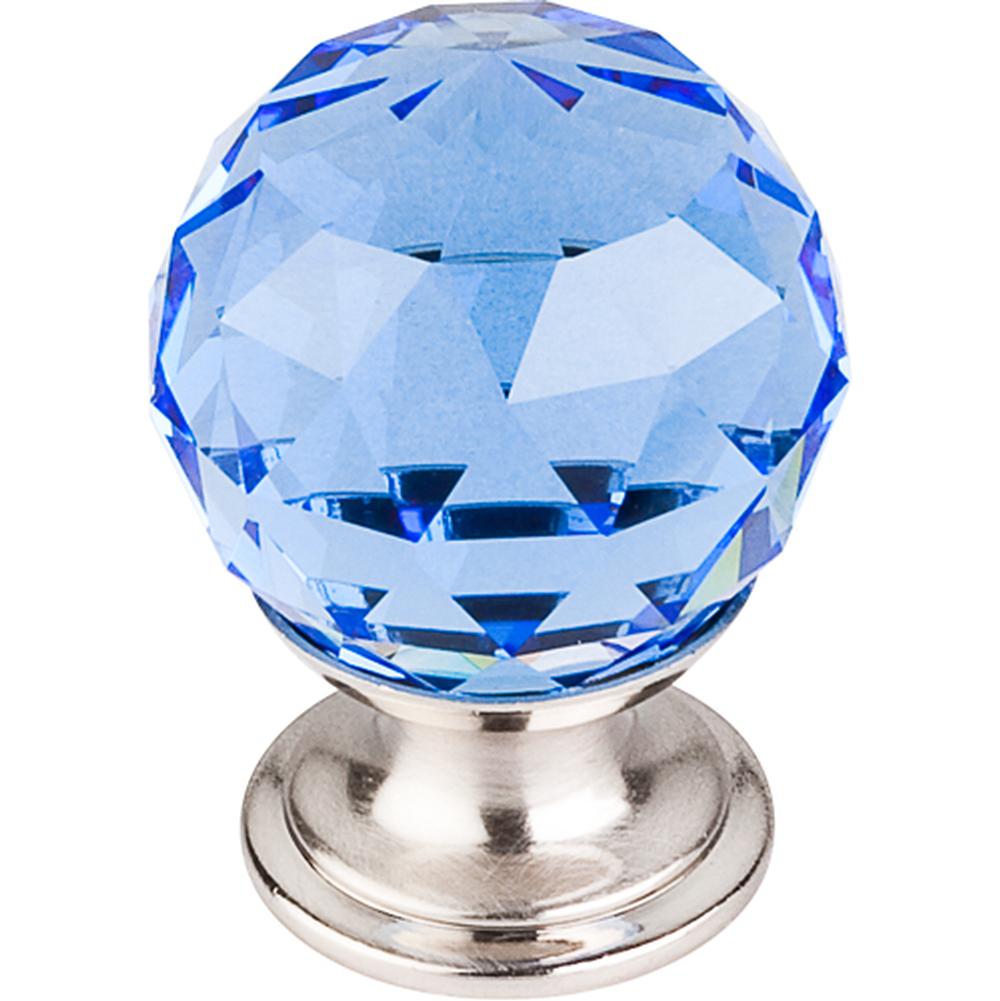 Top Knobs TK123 Blue Crystal Knob 1 1/8" w/ Polished Chrome Base