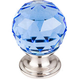 Top Knobs TK123 Blue Crystal Knob 1 1/8" w/ Polished Chrome Base