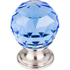 Top Knobs TK123 Blue Crystal Knob 1 1/8" w/ Polished Chrome Base