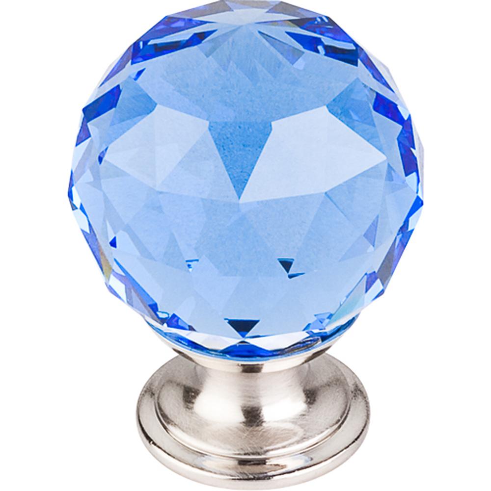 Top Knobs TK124 Blue Crystal Knob 1 3/8" w/ Polished Chrome Base