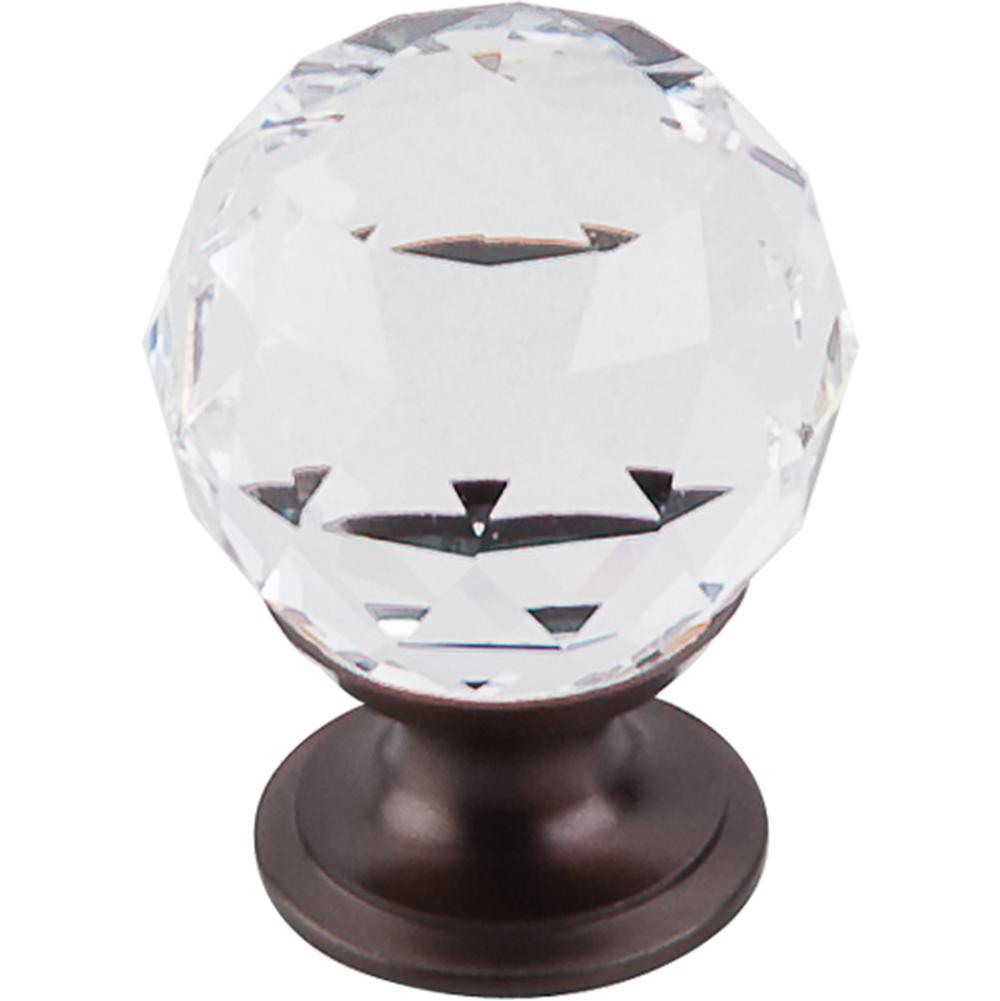 Top Knobs TK125 Clear Crystal Knob 1 1/8" w/ Oil Rubbed Bronze Base - Oil Rubbed Bronze