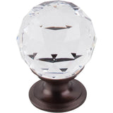 Top Knobs TK125 Clear Crystal Knob 1 1/8" w/ Oil Rubbed Bronze Base - Oil Rubbed Bronze