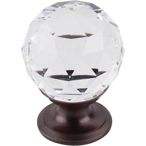 Top Knobs TK125 Clear Crystal Knob 1 1/8" w/ Oil Rubbed Bronze Base - Oil Rubbed Bronze