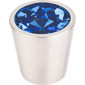 Top Knobs TK131BSN Blue Crystal Center Knob 1 1/16" w/ Brushed Satin Nickel Shell