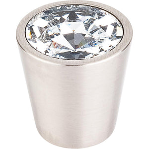 Top Knobs TK135BSN Clear Crystal Center Knob 1 1/16" w/ Brushed Satin Nickel Shell