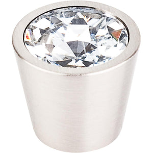 Top Knobs TK136BSN Clear Crystal Center Knob 3/4" w/ Brushed Satin Nickel Shell