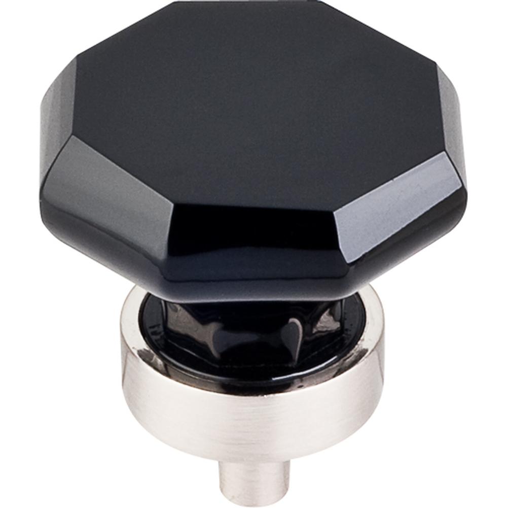 Top Knobs TK137 Black Octagon Crystal Knob 1 3/8" - Brushed Satin Nickel