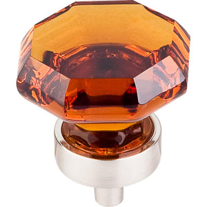 Top Knobs TK138 Wine Octagon Crystal Knob 1 1/8" w/ Oil Rubbed Bronze Base - Brushed Satin Nickel