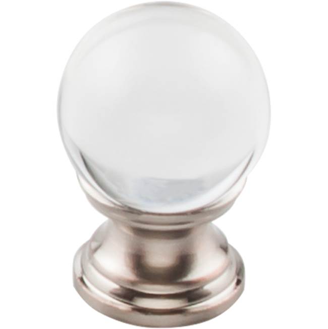 Top Knobs TK840 Clarity Clear Glass Knob 1 Inch  Base - Brushed Satin Nickel