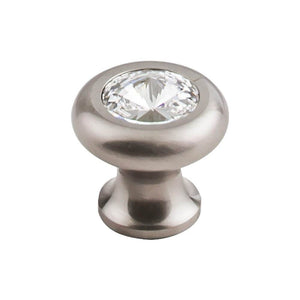 Top Knobs TK846 Hayley Crystal Knob Clear 1 3/16 Inch  Base - Brushed Satin Nickel
