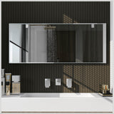 Eviva Sax 72" x 30" Rectangular Brushed Nickel Metal Framed Mirror