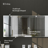 Eviva Sax 72" x 30" Rectangular Brushed Nickel Metal Framed Mirror