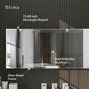 Eviva Sax 72" x 30" Rectangular Brushed Nickel Metal Framed Mirror