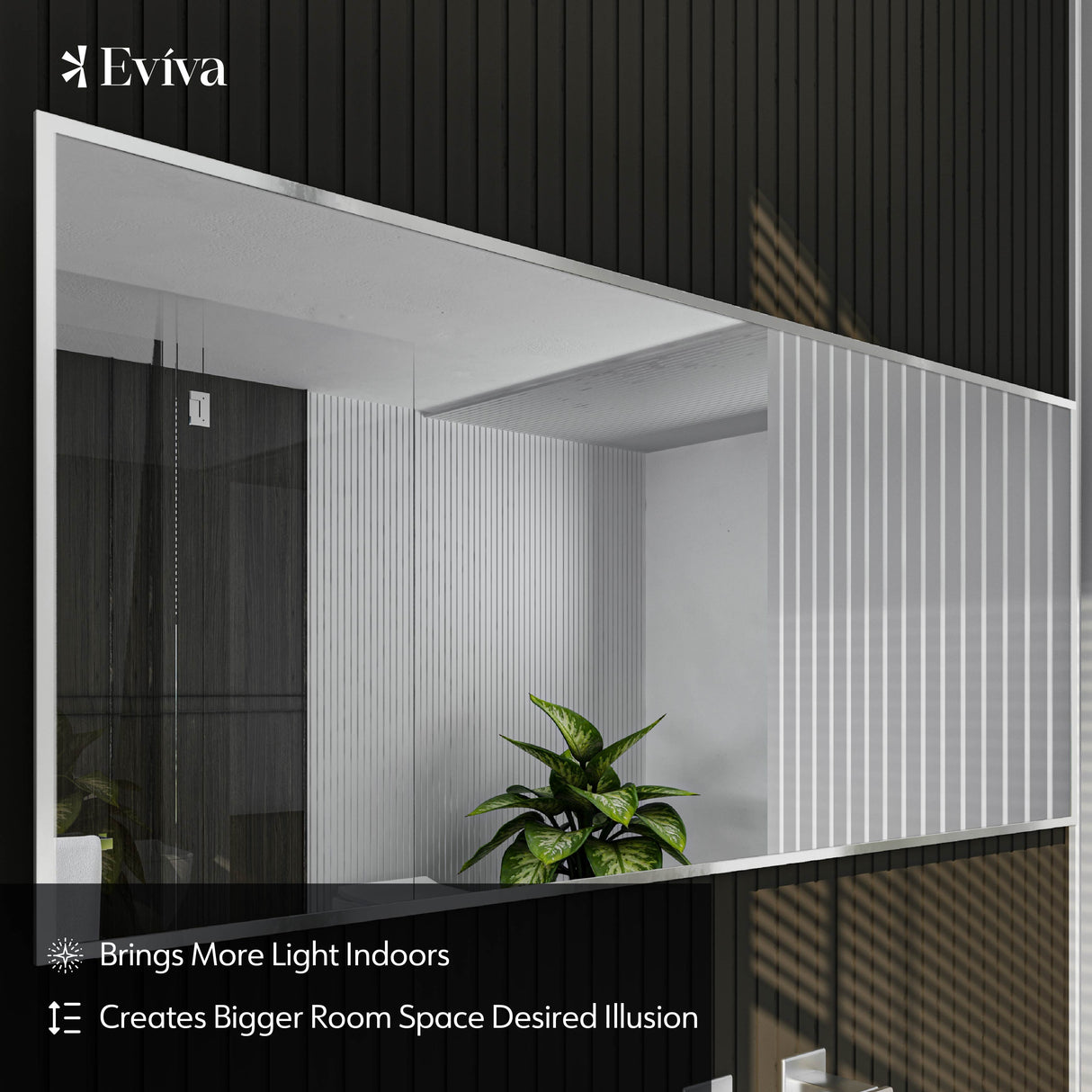 Eviva Sax 72" x 30" Rectangular Brushed Nickel Metal Framed Mirror