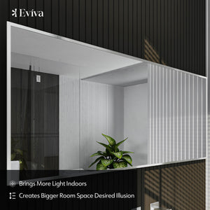 Eviva Sax 72" x 30" Rectangular Brushed Nickel Metal Framed Mirror