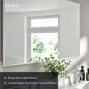 Eviva Sax 60" x 30" Rectangular Brushed Nickel Metal Framed Mirror