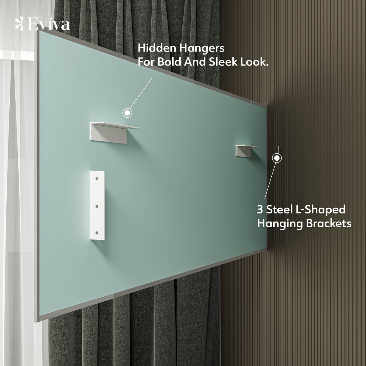 Eviva Sax 72" x 30" Rectangular Brushed Nickel Metal Framed Mirror