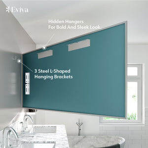 Eviva Sax 60" x 30" Rectangular Brushed Nickel Metal Framed Mirror