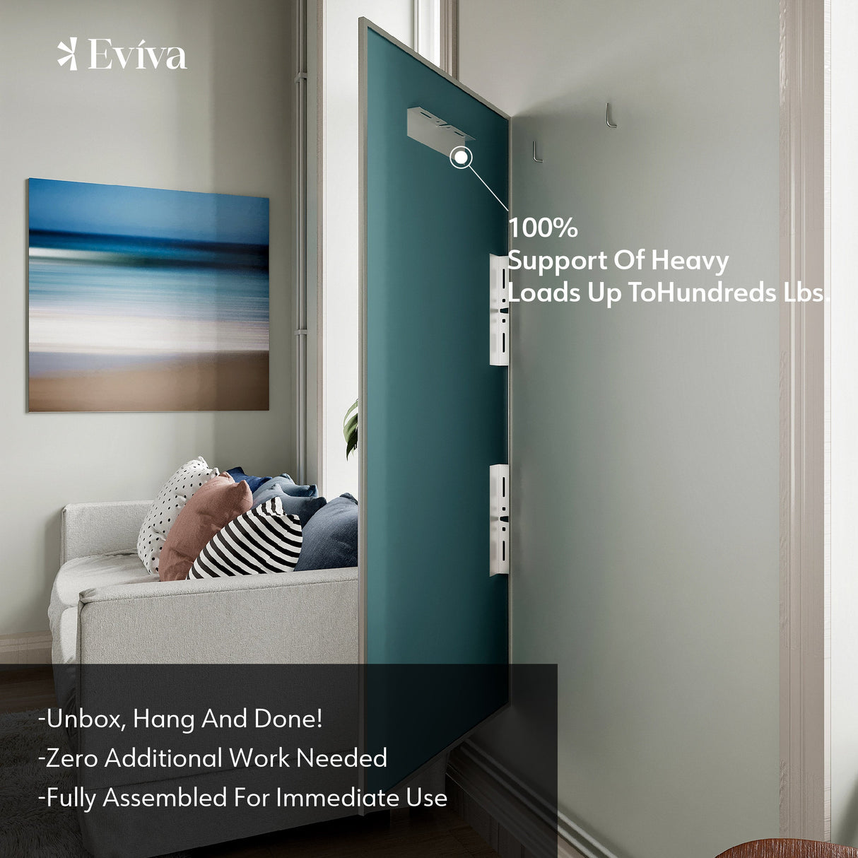 Eviva Sax 60" x 30" Rectangular Brushed Nickel Metal Framed Mirror