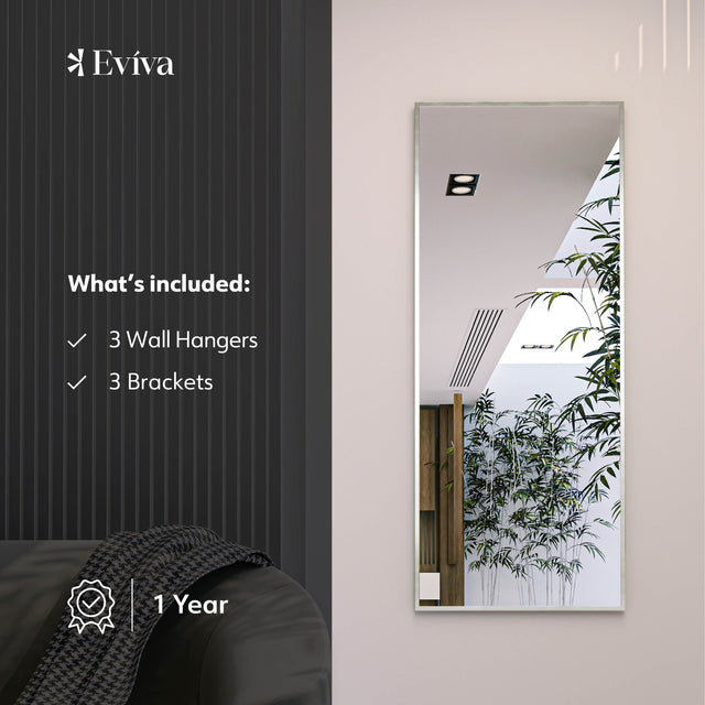 Eviva Sax 72" x 30" Rectangular Brushed Nickel Metal Framed Mirror