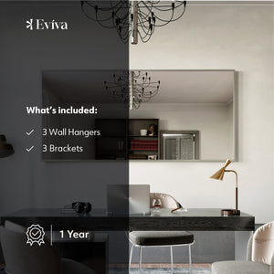 Eviva Sax 60" x 30" Rectangular Brushed Nickel Metal Framed Mirror