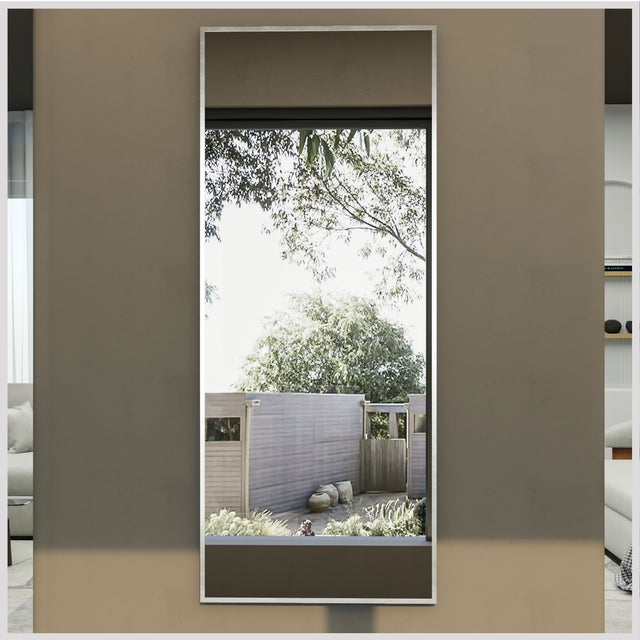 Eviva Sax 72" x 30" Rectangular Brushed Nickel Metal Framed Mirror