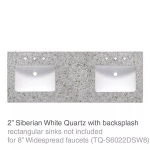 Fairmont Designs TQ-S6022DSW8 60" Three Hole Rectangular Quartz Top in Siberian White