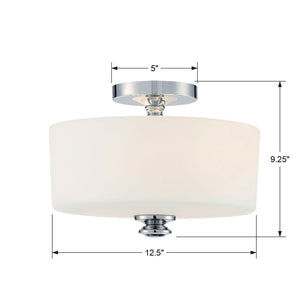Travis 2 Light Black Forged Semi Flush Mount TRA-A3302-BF